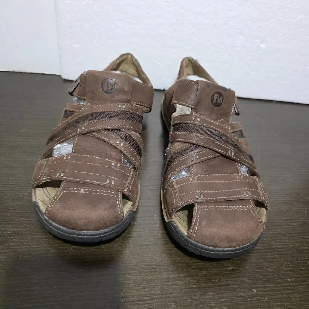Merrell Espresso J62213 Brown Suede Leather Fisherman Sandals 9 - Picture 8 of 16